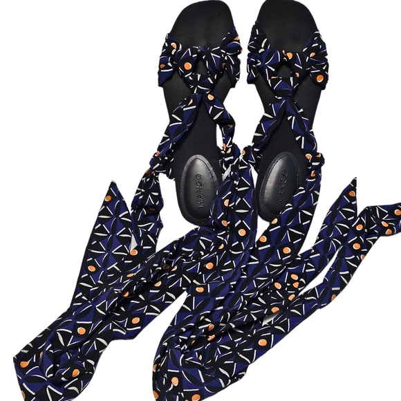 Mango Ankle Tie Up  Flat Sandals EU 39/ US 8.5 - Picture 5 of 7